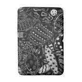 トレンディー白黒魚お洒落柄 バスマット (正面縦)