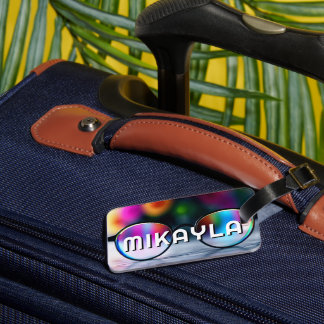 トレンディー眼鏡と花 ラゲッジタグ