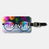 トレンディー眼鏡と花 ラゲッジタグ (正面横)