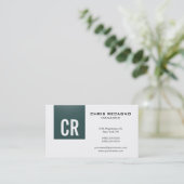 トレンディー石板グレーホワイトモノグラム名刺 名刺 (スタンド正面)