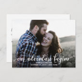 トレンディー私たちのアドベンチャーフォトウェディング日付を保存 案内ポストカード (正面/裏面)
