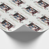 トレンディー私たちの初めてのクリスマススクリプトファミリー写真 ラッピングペーパー (角)