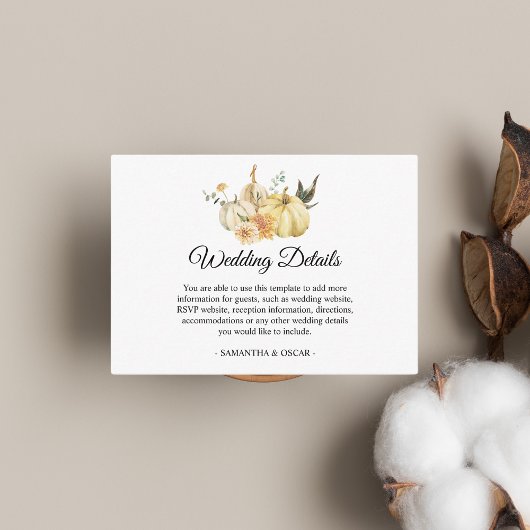 トレンディー秋の水の色かぼちゃと花 エンクロージャーカード