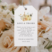 トレンディー秋の水の色かぼちゃと花 ギフトタグ