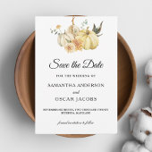 トレンディー秋の水の色かぼちゃと花 セーブザデート