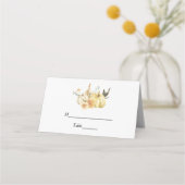 トレンディー秋の水の色かぼちゃと花 プレイスカード (正面)