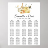 トレンディー秋の水の色かぼちゃと花 ポスター (正面)