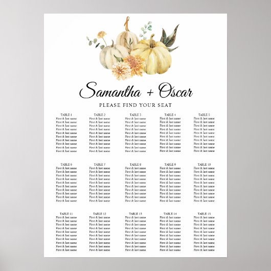 トレンディー秋の水の色かぼちゃと花 ポスター (正面)