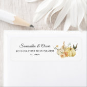 トレンディー秋の水の色かぼちゃと花 ラベル (インサイチュ)