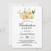 トレンディー秋の水の色かぼちゃと花 招待状 (正面)