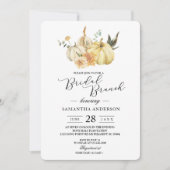 トレンディー秋の水の色かぼちゃと花 招待状 (正面)