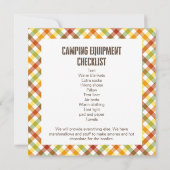 トレンディー秋キャンプアウトバースデーパーティー招待 招待状 (裏面)