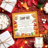 トレンディー秋キャンプアウトバースデーパーティー招待 招待状