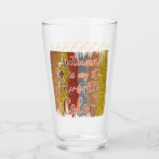 トレンディー秋グリッター葉 タンブラーグラス (正面)