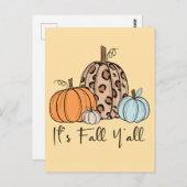 トレンディー秋パンプキン | 「秋Y'all」引用文 ポストカード (正面/裏面)