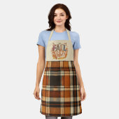 トレンディー秋ビーブスカントオレンジプレイドプリント秋 エプロン (着用した状態)