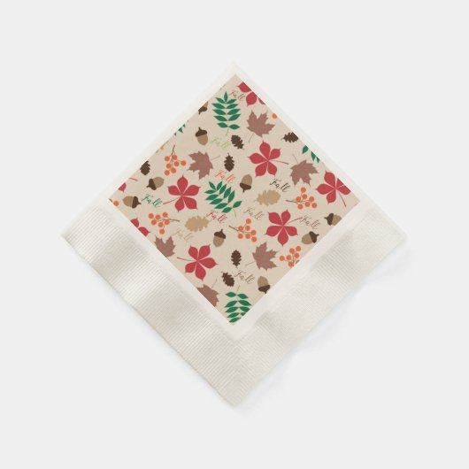 トレンディー秋数々のカラーレッドグリーンブラウンオレンジ 縁ありカクテルナプキン (角)