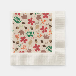 トレンディー秋数々のカラーレッドグリーンブラウンオレンジ 縁ありカクテルナプキン