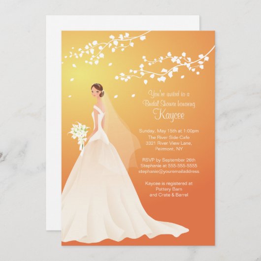 トレンディー秋金ゴールドブライドブライダルシャワー招待状 招待状 (正面/裏面)