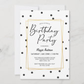 トレンディー紙吹雪水玉模様誕生日パーティー 招待状 (正面)
