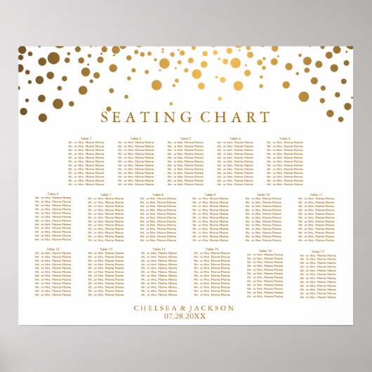 トレンディー紙吹雪金ゴールドドット – シーティングチャート ポスター (正面)