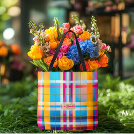 トレンディー素晴らしカラー数々のプレイドサマーウェックスフォード トートバッグ