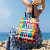 トレンディー素晴らしカラー数々のプレイドサマーウェックスフォード トートバッグ