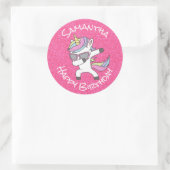 トレンディー素晴らしユニコーンパーティーグリッターパスルピンク ラウンドシール (バッグ)