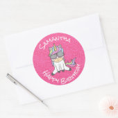 トレンディー素晴らしユニコーンパーティーグリッターパスルピンク ラウンドシール (封筒)