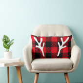 トレンディー素朴なバッファローplaidトナカイ赤クリスマス ランバークッション (椅子)