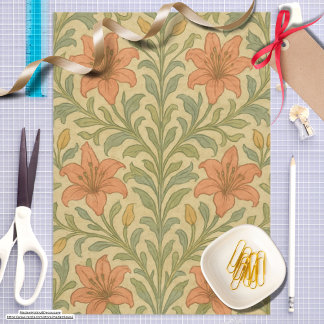 トレンディー素朴なリリーのチンツウィリアム・モリス模様 薄葉紙