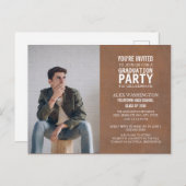 トレンディー素朴ブラウン卒業パーティーの写真 ポストカード (正面/裏面)