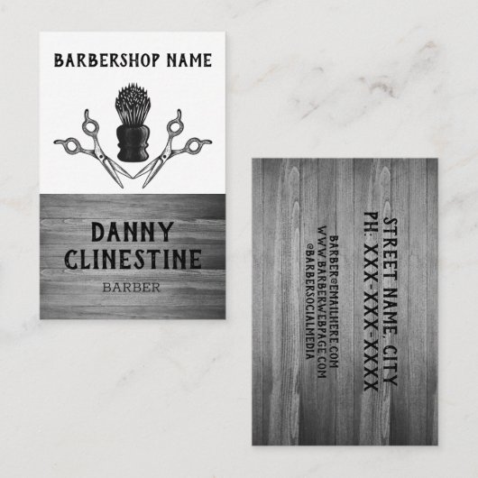トレンディー素朴モダン理容師Baser Barbershop 名刺 (正面/裏面)