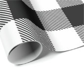 トレンディー素朴白黒バッファロープレイド ラッピングペーパー (ロールコーナー)