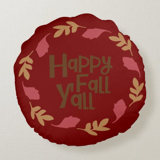 トレンディー素朴秋フローラ格子付き引用文 ラウンドクッション (裏面)