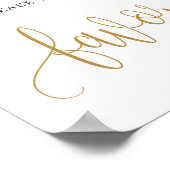 トレンディー素朴赤面ピンクフローラ金ゴールド愛称 ポスター (角)