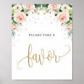 トレンディー素朴赤面ピンクフローラ金ゴールド愛称 ポスター (正面)