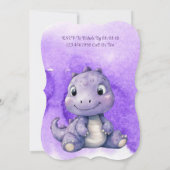 トレンディー紫かわいい恐竜の女の子ベビーシャワー 招待状 (裏面)