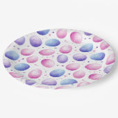 トレンディー紫とピンクのイースターエッグパターン ペーパープレート (アングル)