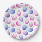 トレンディー紫とピンクのイースターエッグパターン ペーパープレート (正面)