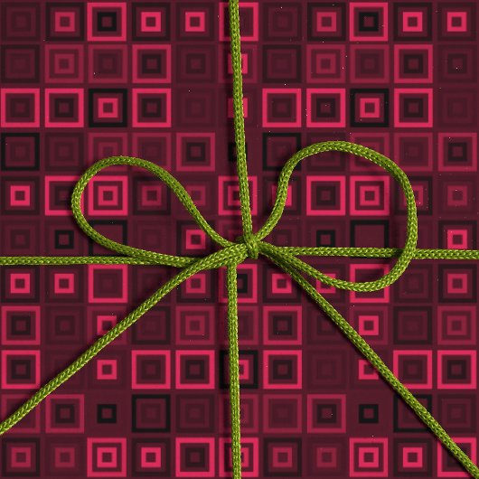 トレンディー紫と明るいピンクの正方形パターカッコいいン  ラッピングペーパー