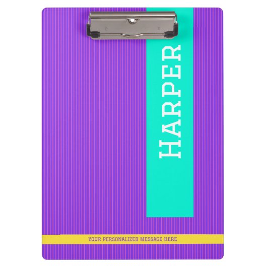 トレンディー紫パーソナライズされた名 クリップボード (正面)