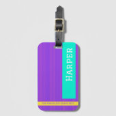 トレンディー紫パーソナライズされた名 ラゲッジタグ (正面縦)