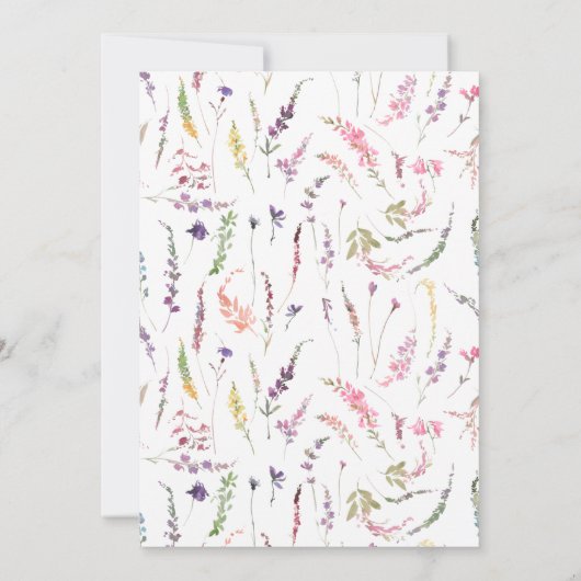 トレンディー紫ワイルドフラワーウォーター色のフローラ 招待状 (裏面)
