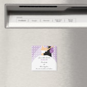 トレンディー紫色の新郎新婦Date Magnetを保存 マグネット (インサイチュ (食洗機))