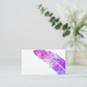 トレンディー紫色の水の色の羽カスタム毛 名刺 (スタンド正面)