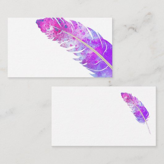 トレンディー紫色の水の色の羽カスタム毛 名刺 (正面/裏面)