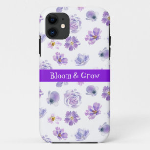 トレンディー紫色の花パターンiPhoneケース iPhone 11 ケース