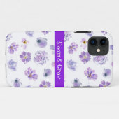 トレンディー紫色の花パターンiPhoneケース Case-Mate iPhoneケース (裏面(横))