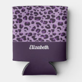 トレンディー紫色ヒョウのスポットパターン（名前） 缶クーラー (正面)
